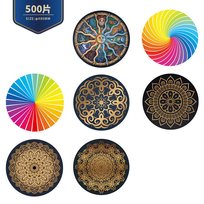 Muestra de tarifa, 500 piezas, papel, cartón, colores redondos, rueda, hermosos rompecabezas