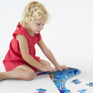 Rompecabezas de papel animal del dinosaurio del rompecabezas de encargo de los juguetes inteligentes biodegradables para los niños